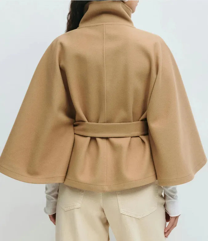 Davellia | Women’s Spring Belted High-Neck Cape Coat
