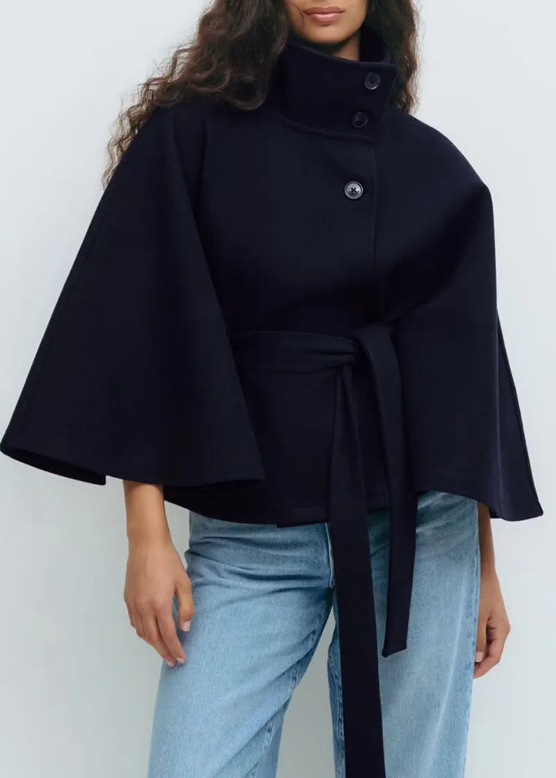 Davellia | Women’s Spring Belted High-Neck Cape Coat