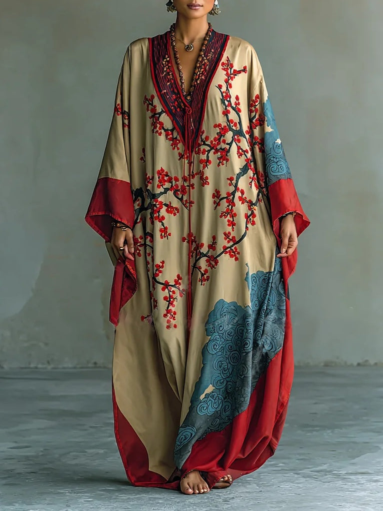 Davellia | Japanese Batwing Sleeve Maxi Dress