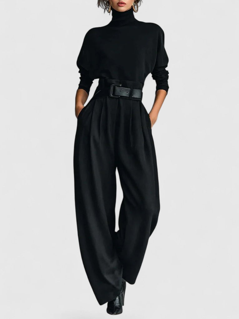 Davellia |  Long Sleeve Turtleneck Jumpsuit Set