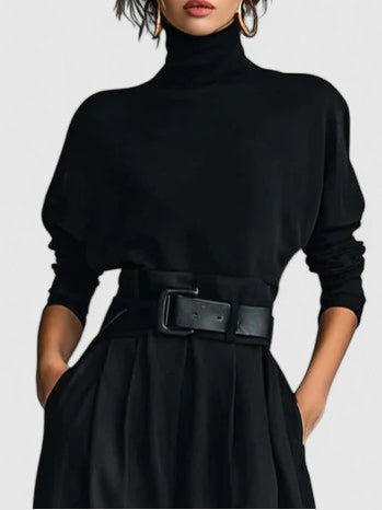 Davellia |  Long Sleeve Turtleneck Jumpsuit Set