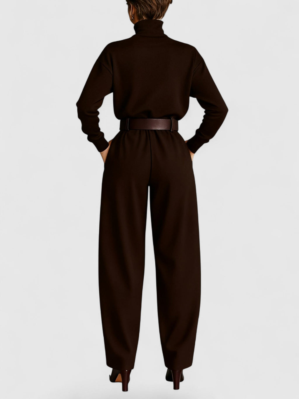 Davellia |  Long Sleeve Turtleneck Jumpsuit Set
