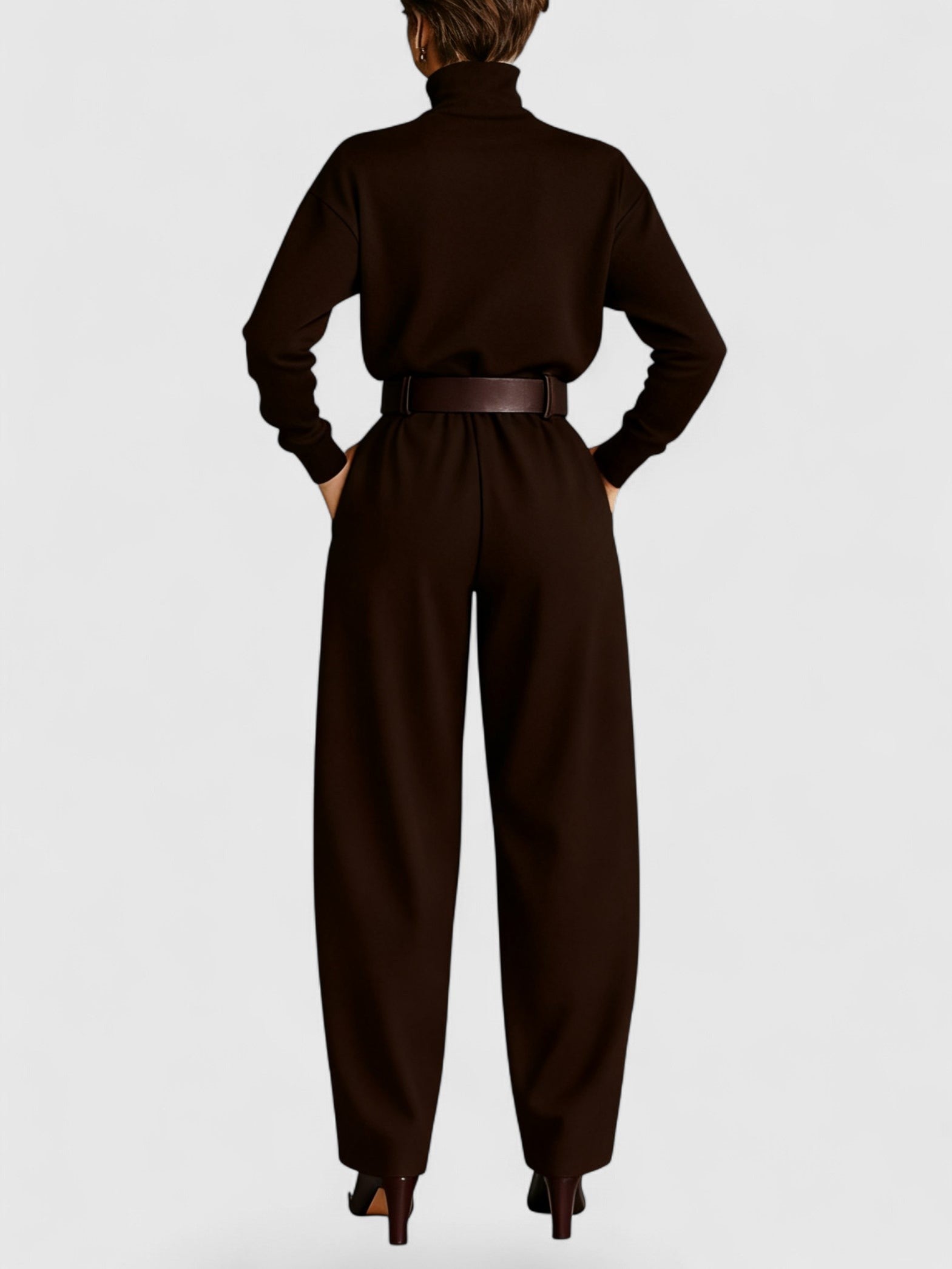 Davellia |  Long Sleeve Turtleneck Jumpsuit Set