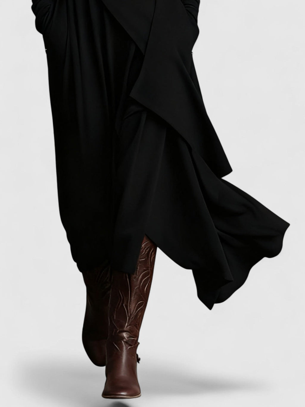 Davellia | Purple High Neck Asymmetrical Pleated Maxi Dress