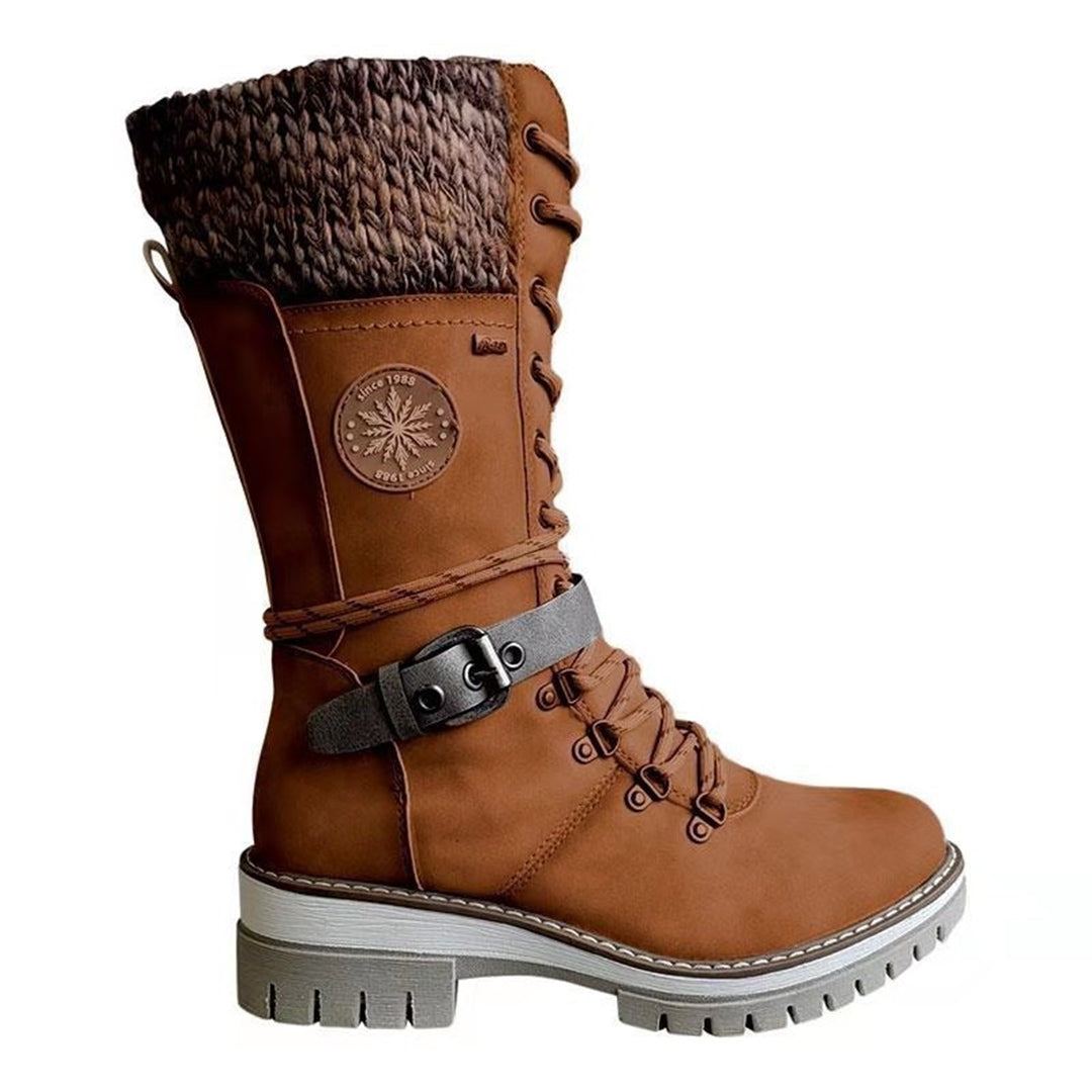 Davellia | Women’s Lace-Up Boots with Knit Cuff