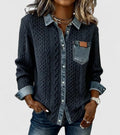 Davellia | Patchwork Knit Top Denim