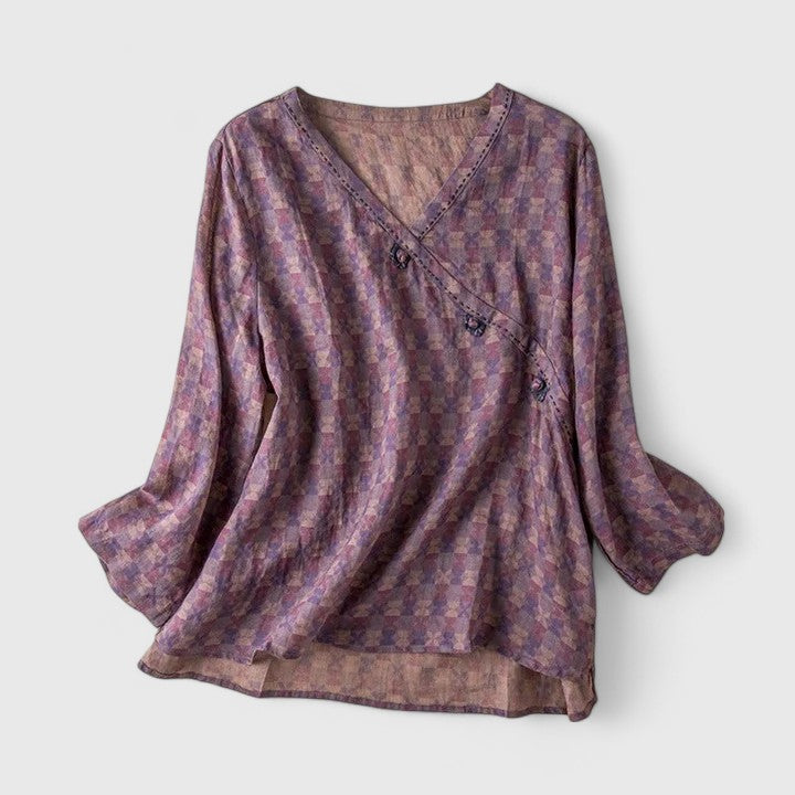 Davellia | Women's Elegant Textured V-Neck Wrap Blouse