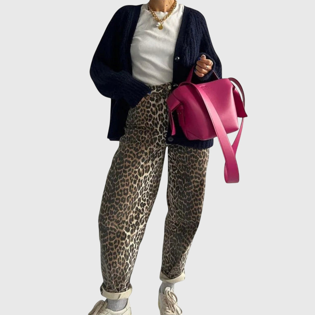 Davellia | Women’s Stylish Leopard Print Jeans
