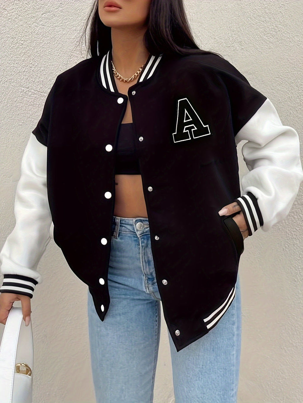 Davellia | Women’s Casual Oversized Varsity Bomber Jacket