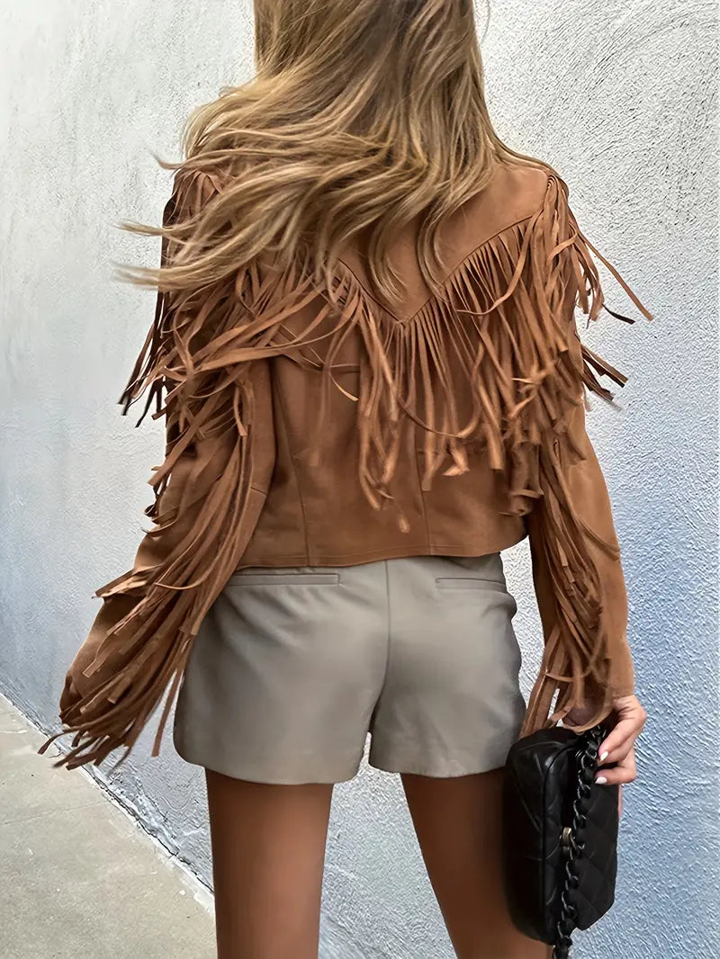 Davellia| Women’s Stylish Fringe Detail Short Jacket