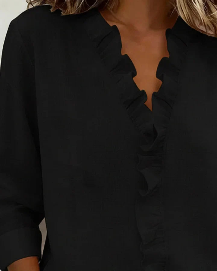 Davellia | Elegant Ruffle V-Neck Blouse