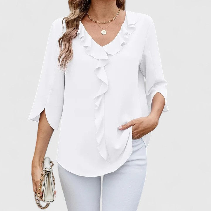 Davellia | Women’s Elegant Ruffle V-Neck Blouse