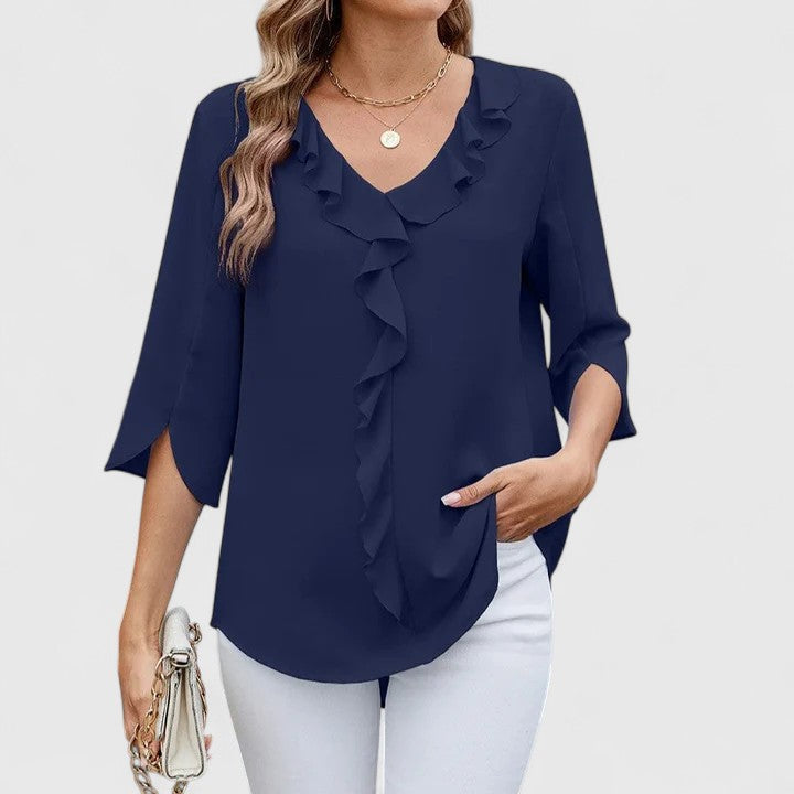 Davellia | Women’s Elegant Ruffle V-Neck Blouse