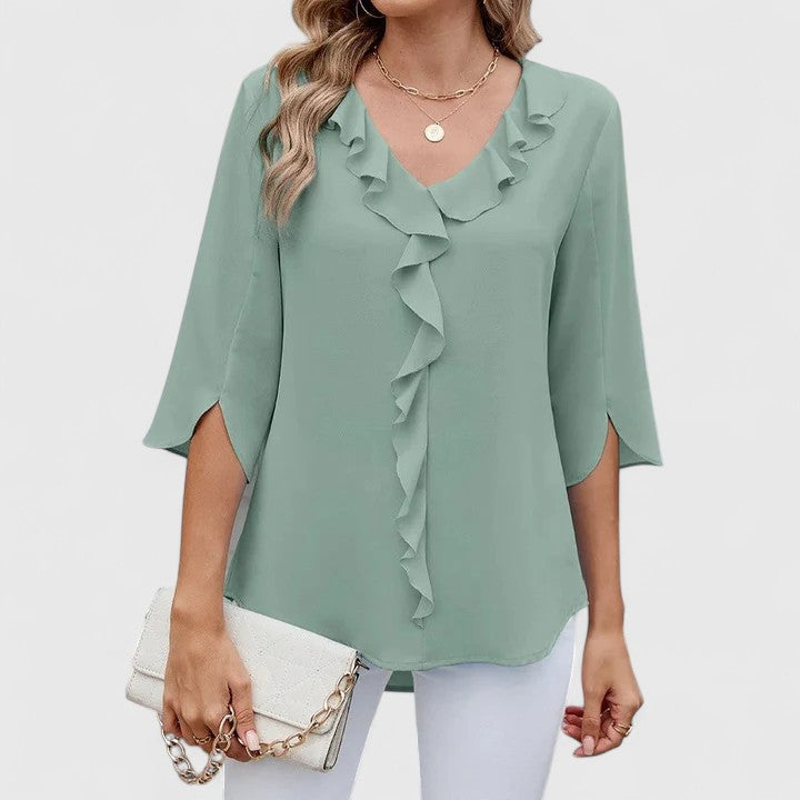 Davellia | Women’s Elegant Ruffle V-Neck Blouse