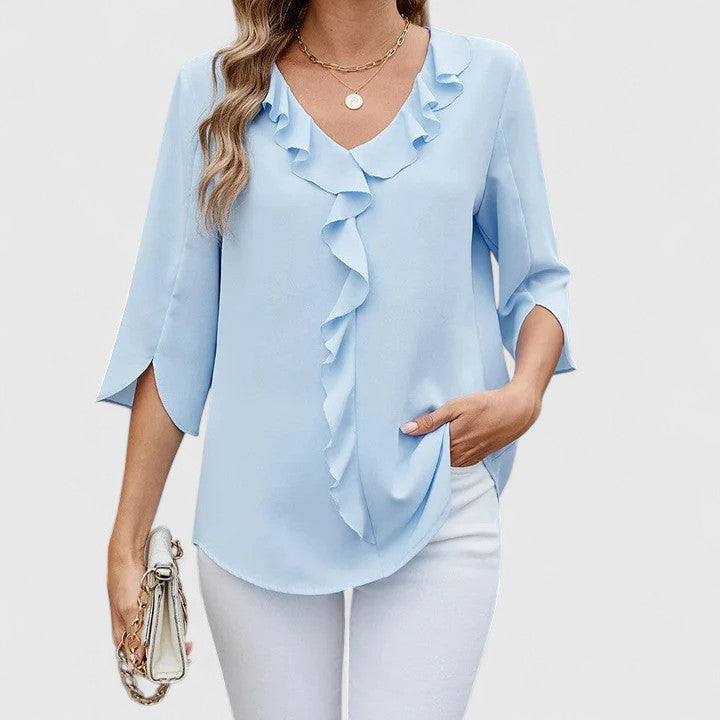 Davellia | Women’s Elegant Ruffle V-Neck Blouse