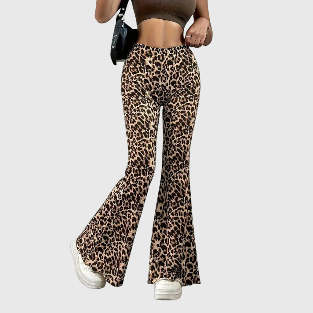 Davellia | Women’s Leopard Flare Statement Pants