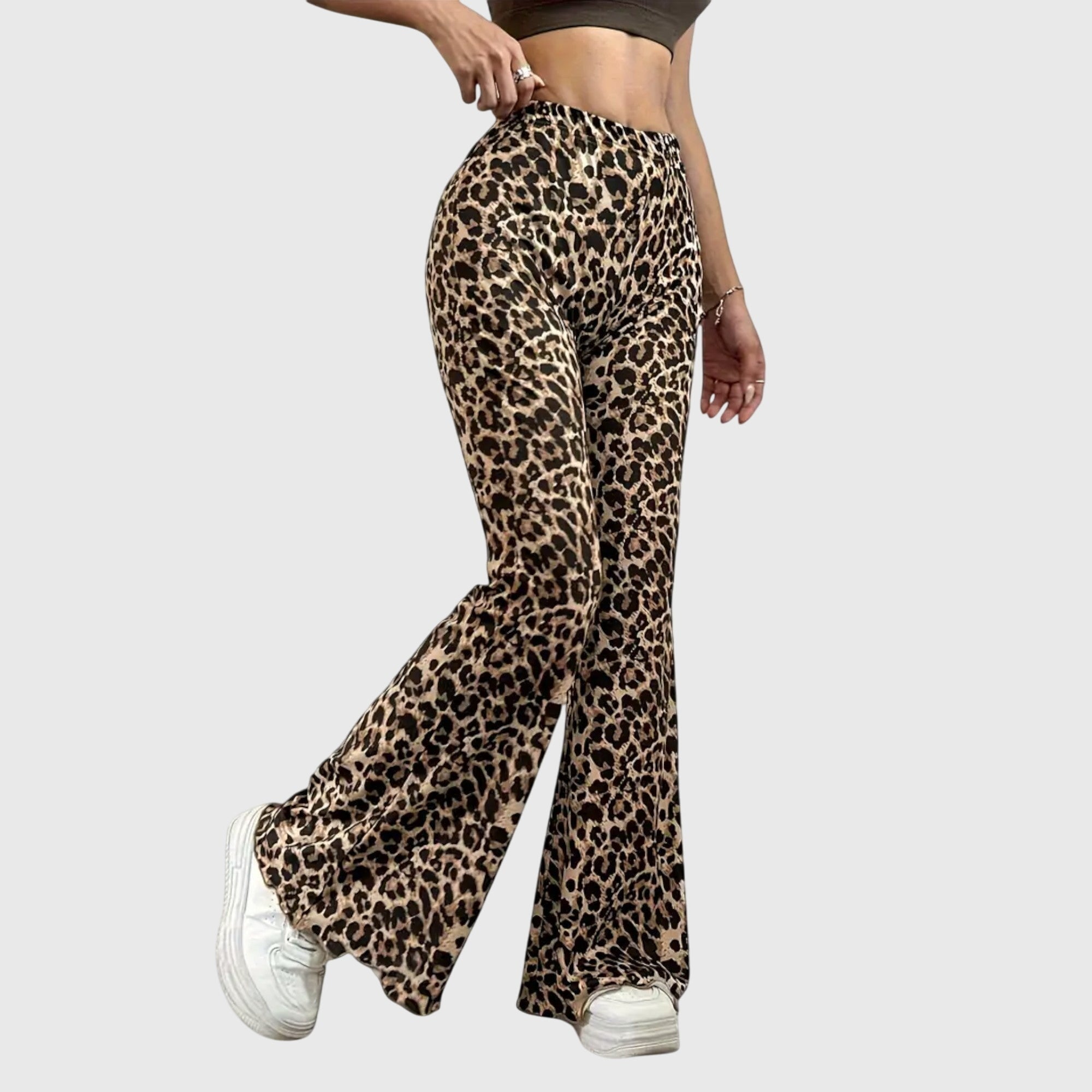 Davellia | Women’s Leopard Flare Statement Pants