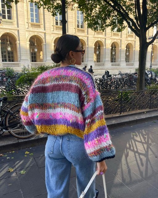 Davellia | Cozy Multicolor Knitted Cardigan for Women