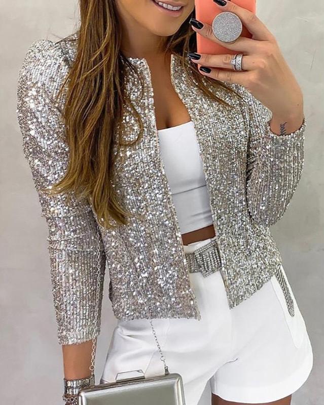 Davellia | Women's Sparkle Open Front Party Jacket
