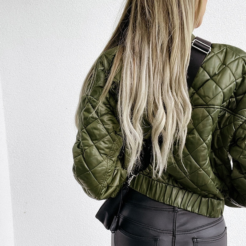 Davellia | Women’s Quilted Short Zip-Up Bomber Jacket