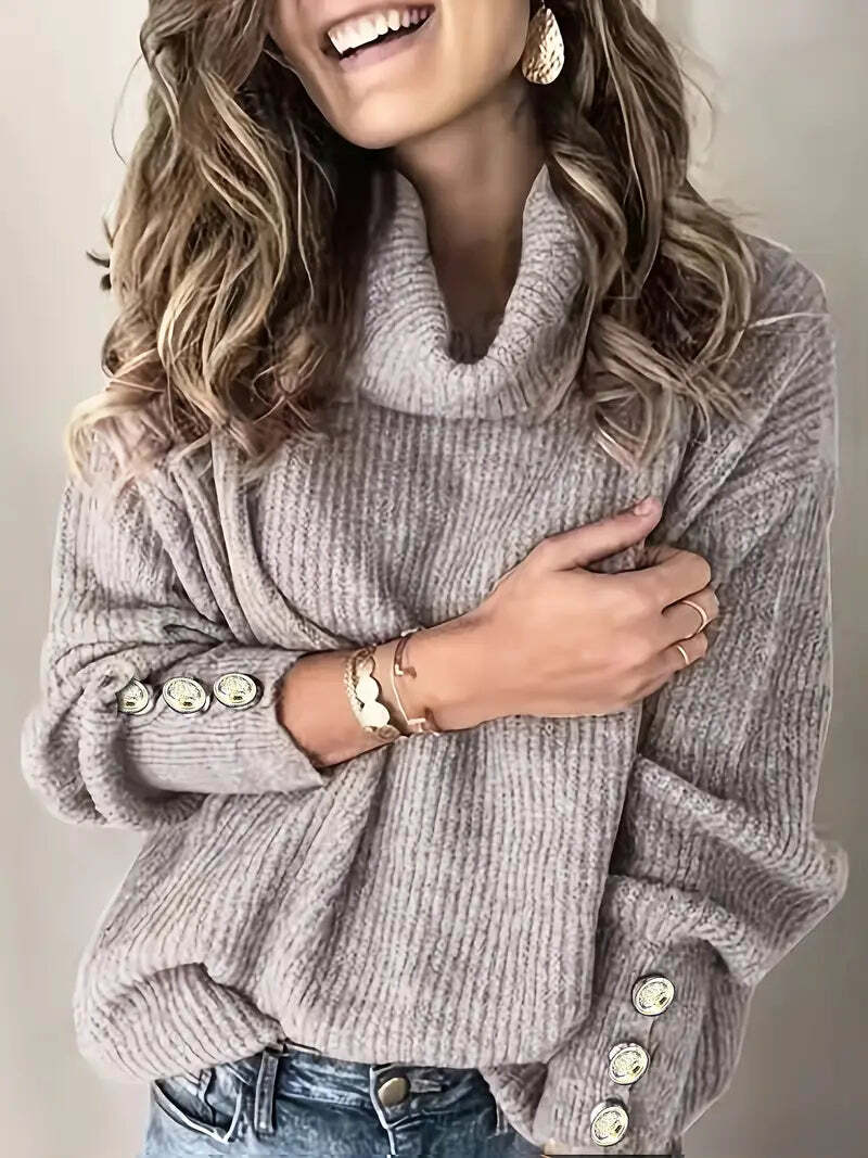 Davellia | Women’s Ribbed Cowl Neck Sweater