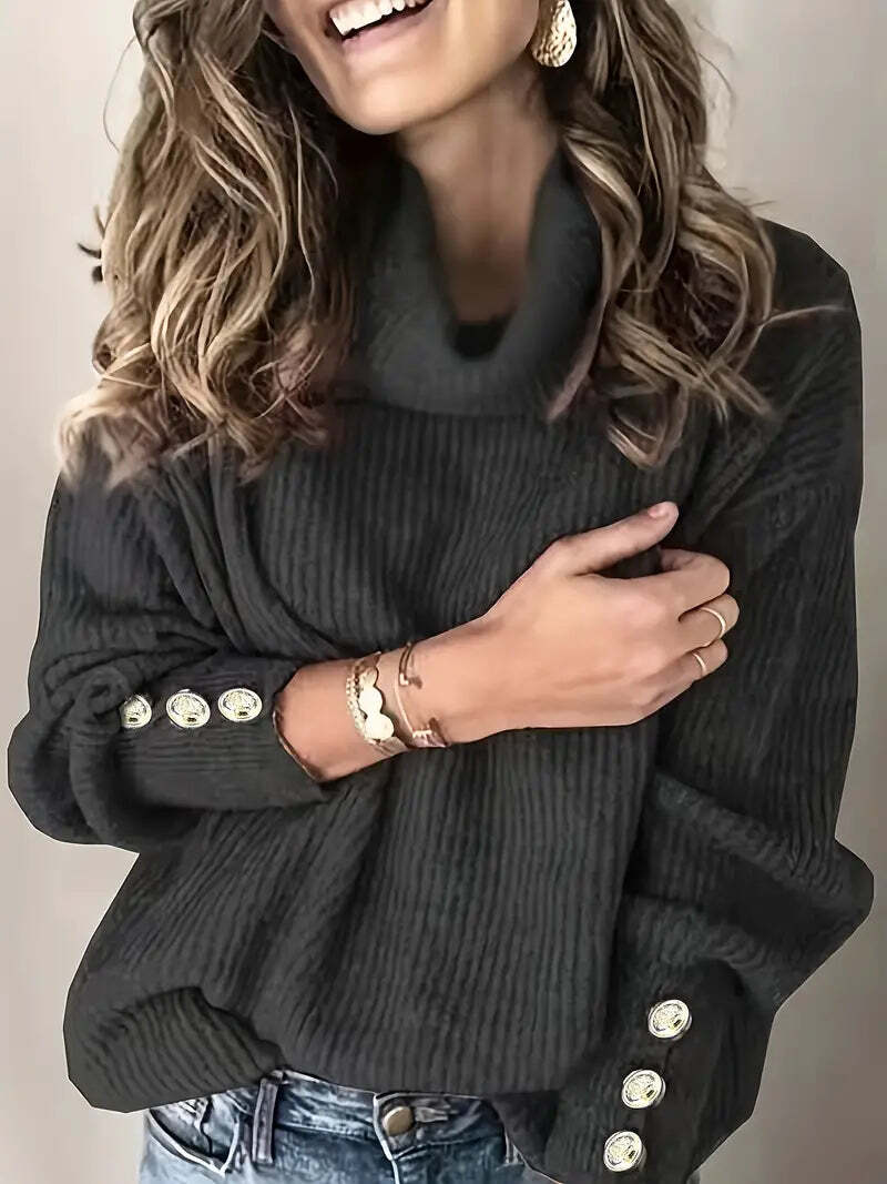 Davellia | Women’s Ribbed Cowl Neck Sweater