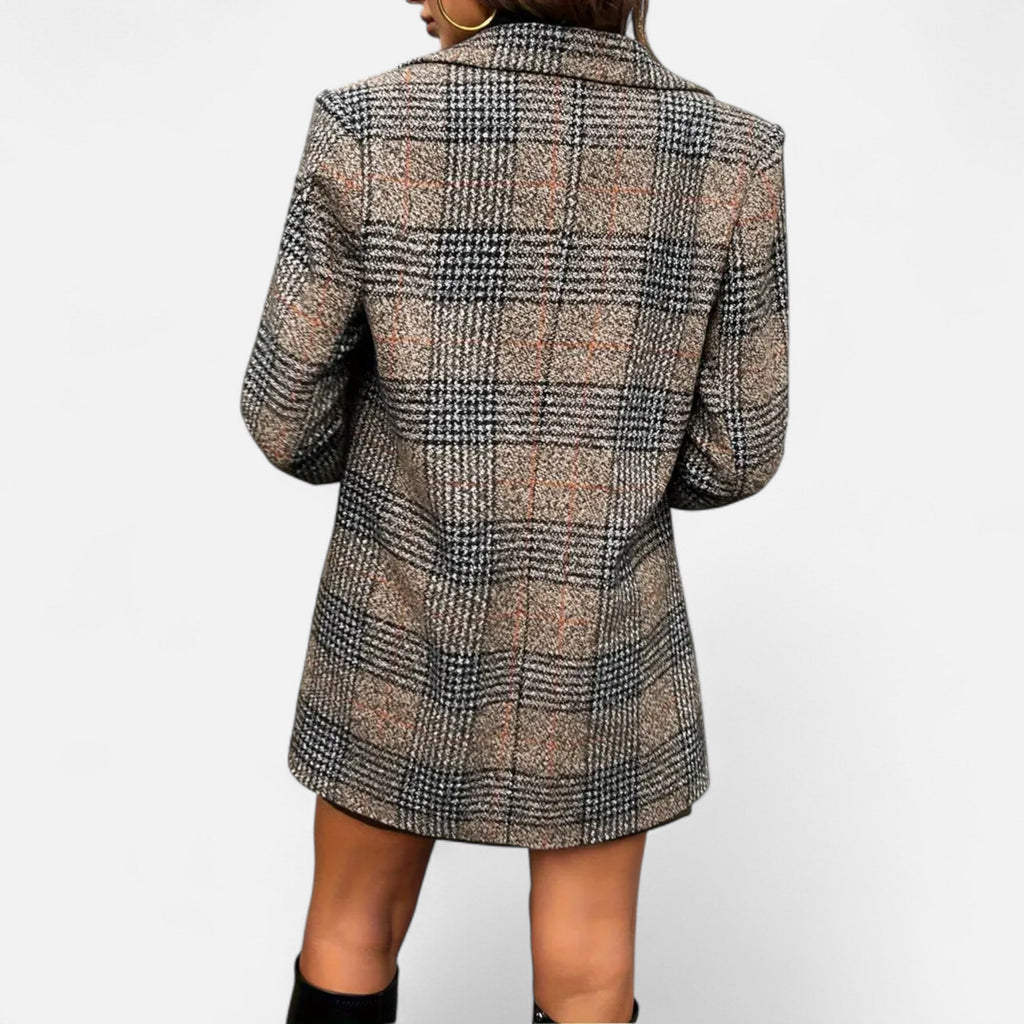 Davellia | Women’s Classic Coat – Houndstooth Timeless Sophistication