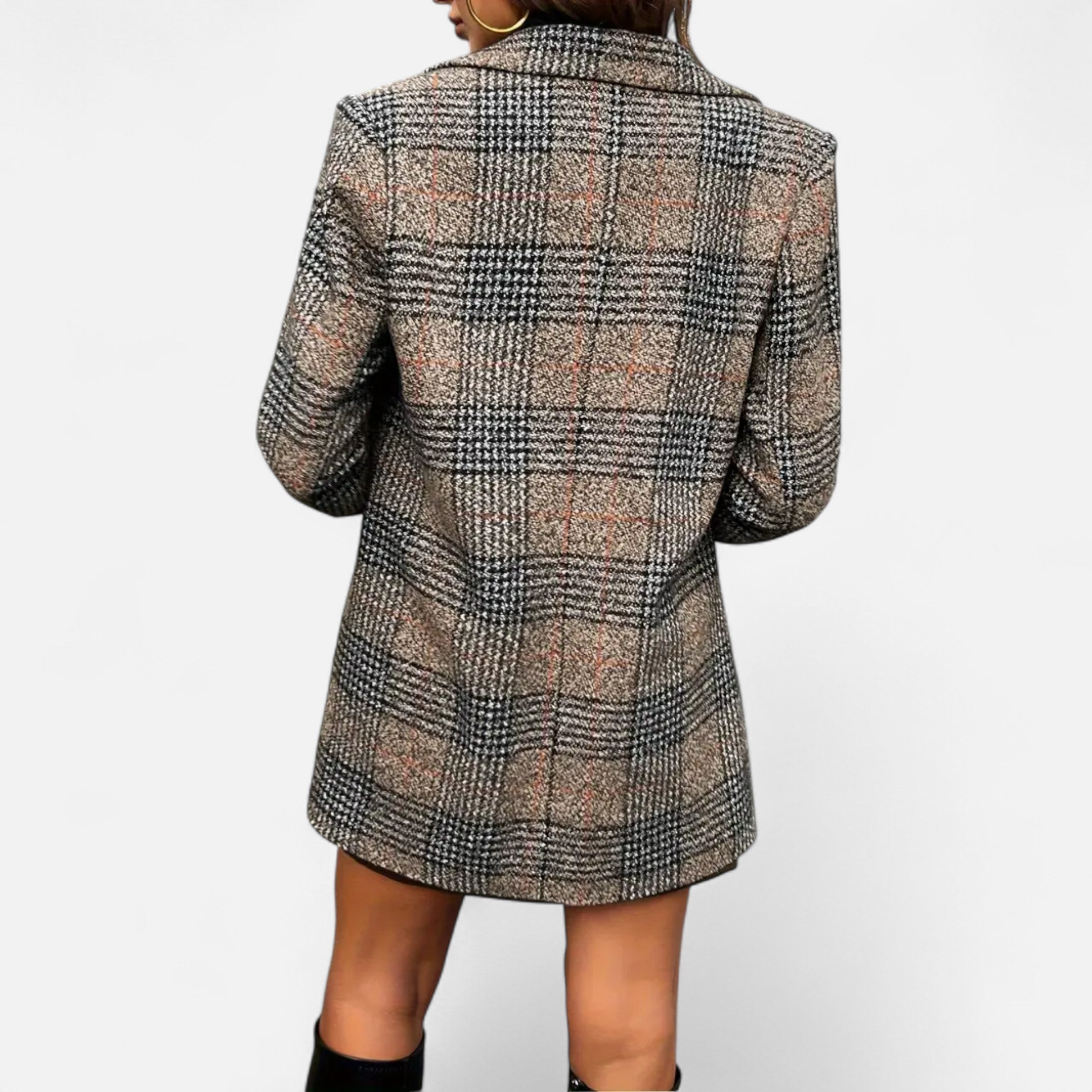 Davellia | Women’s Classic Coat – Houndstooth Timeless Sophistication