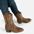 Davellia | Women’s Suede Cowboy Boots – Vintage Chunky Heel