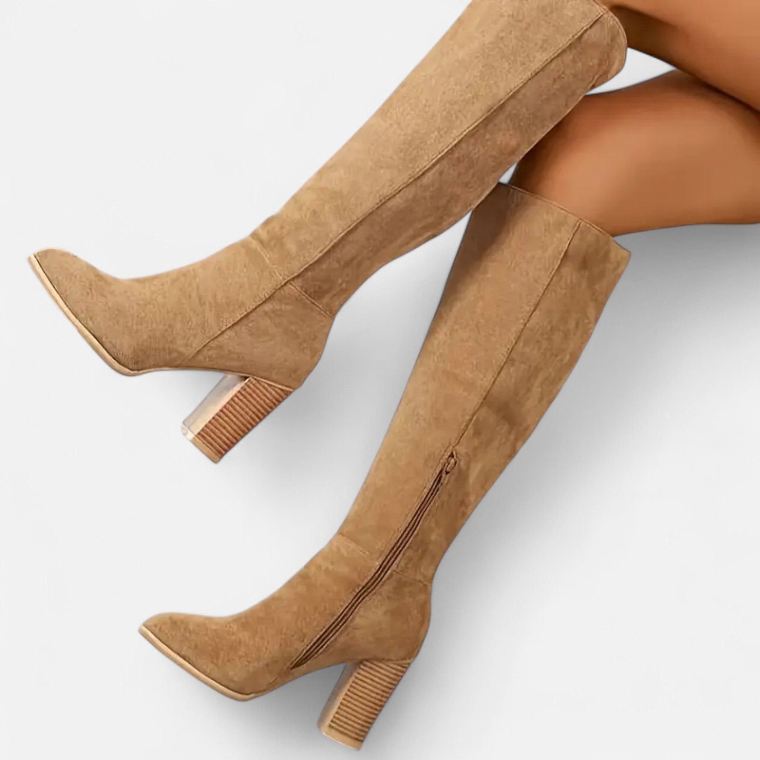 Davellia | Women’s Long Boots – Equestrian Light Brown Elegance