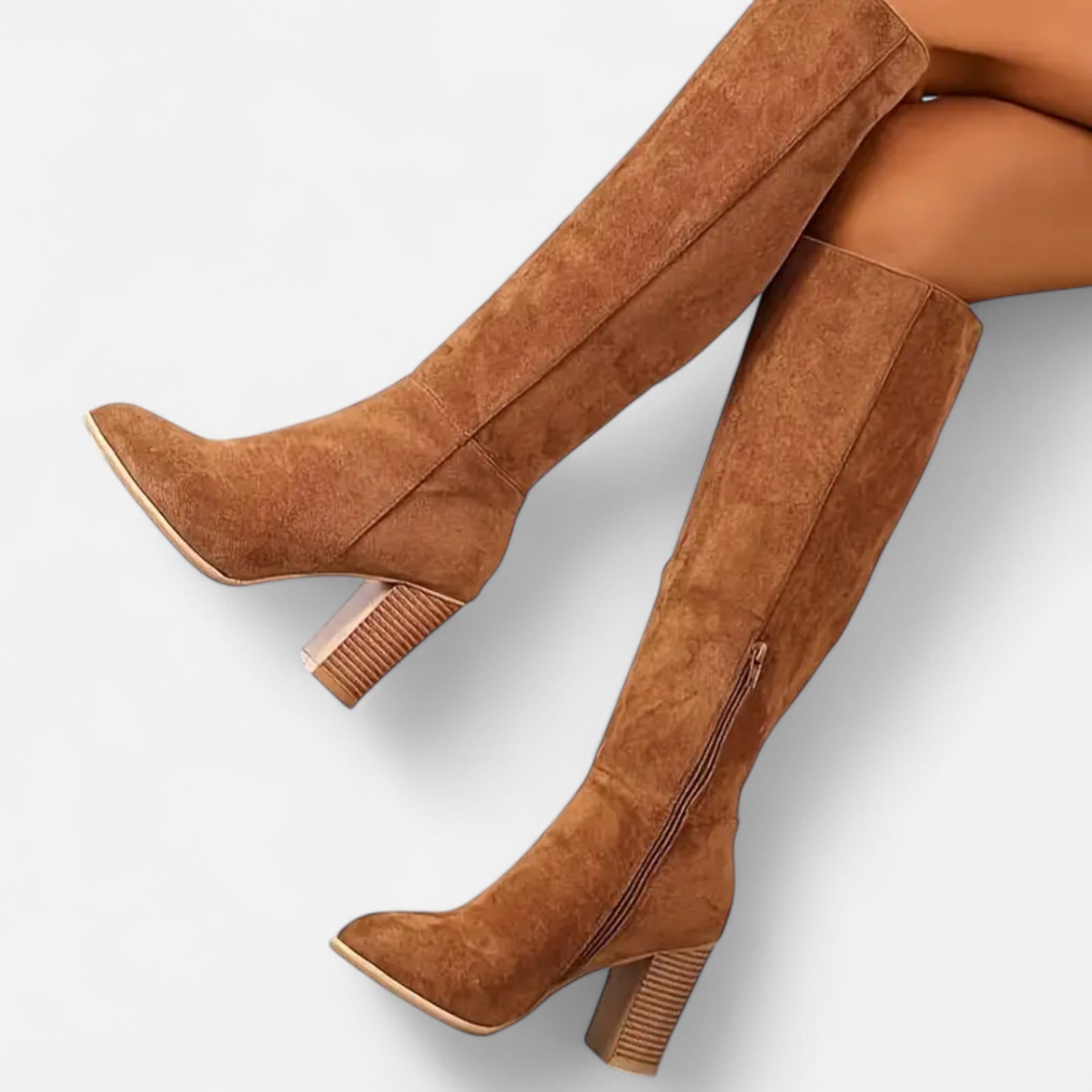 Davellia | Women’s Long Boots – Equestrian Light Brown Elegance
