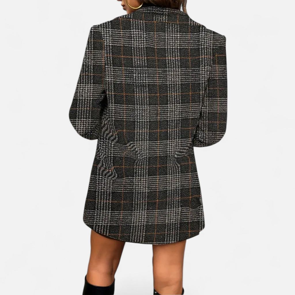 Davellia | Women’s Classic Coat – Houndstooth Timeless Sophistication