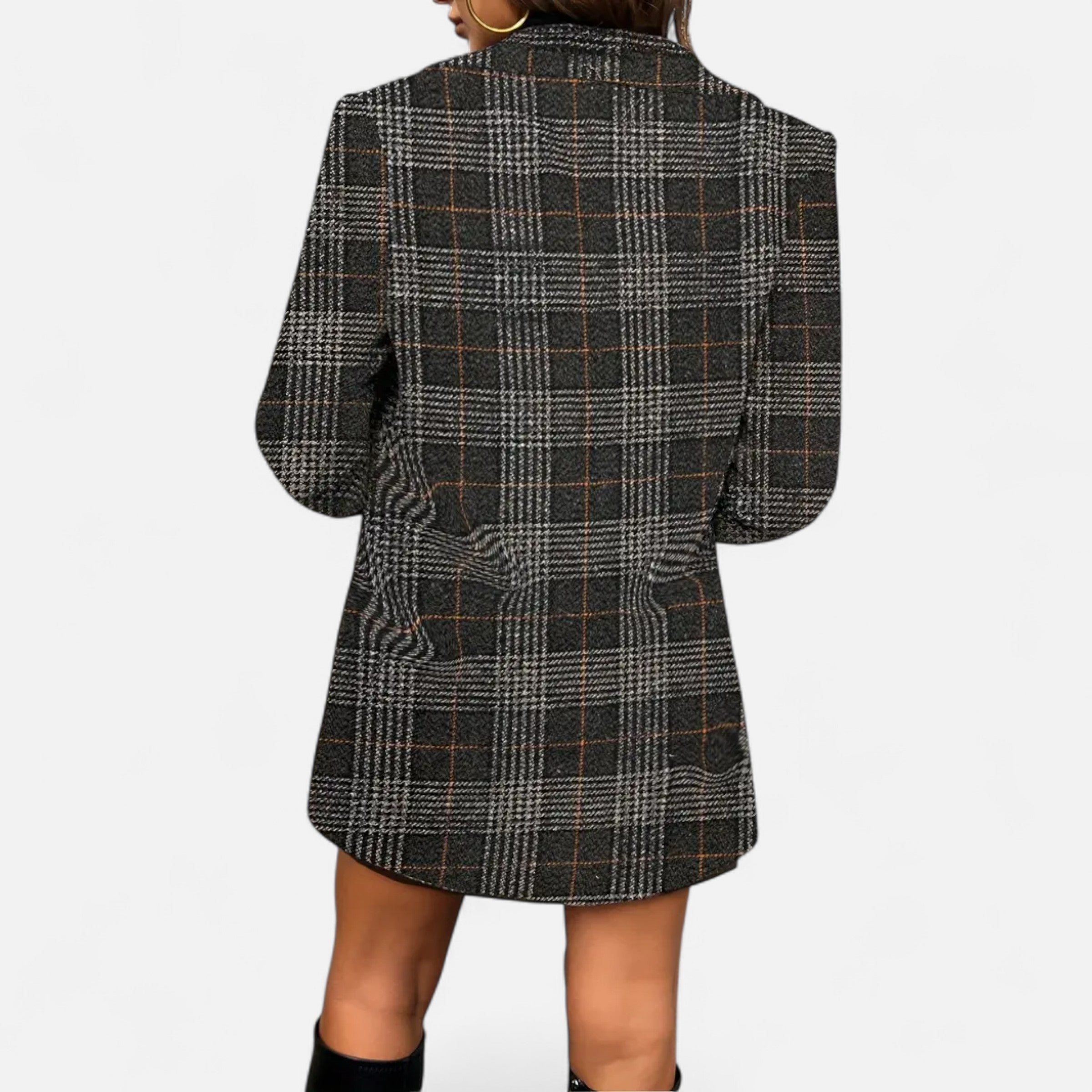 Davellia | Women’s Classic Coat – Houndstooth Timeless Sophistication