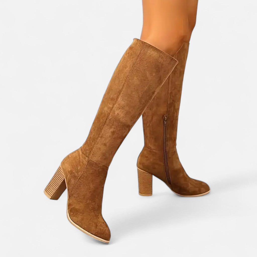 Davellia | Women’s Long Boots – Equestrian Light Brown Elegance