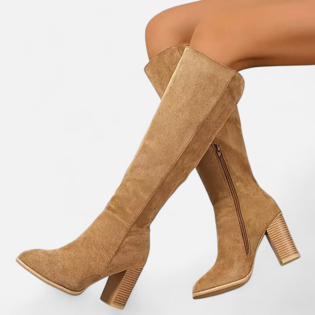 Davellia | Women’s Long Boots – Equestrian Light Brown Elegance