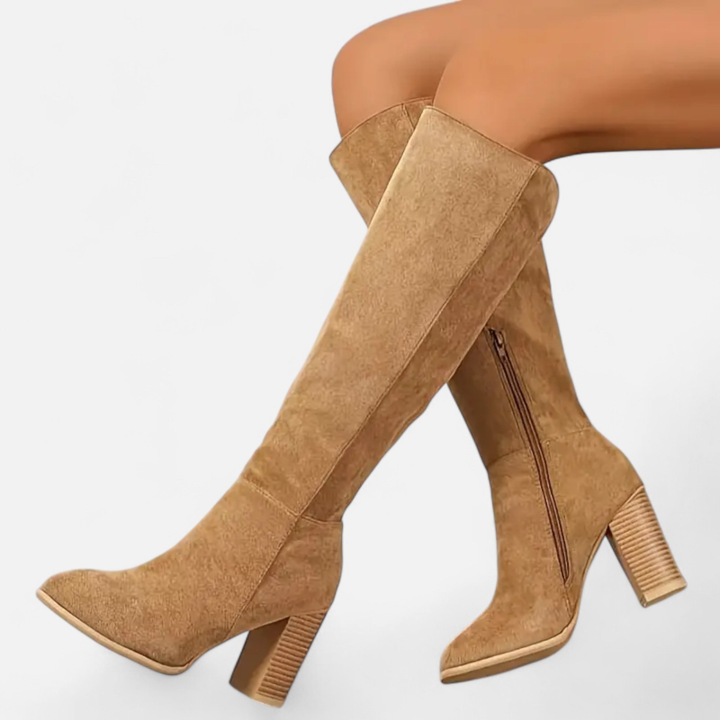 Davellia | Women’s Long Boots – Equestrian Light Brown Elegance