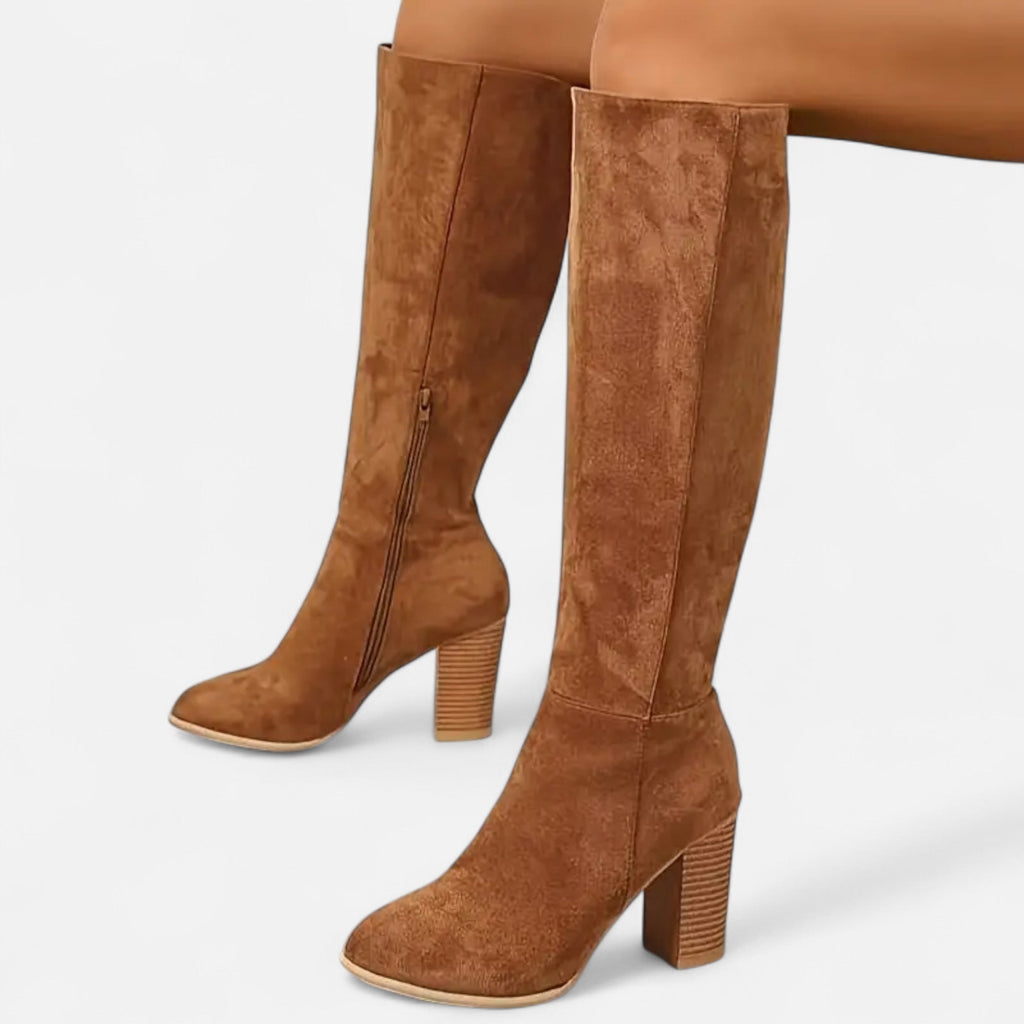 Davellia | Women’s Long Boots – Equestrian Light Brown Elegance