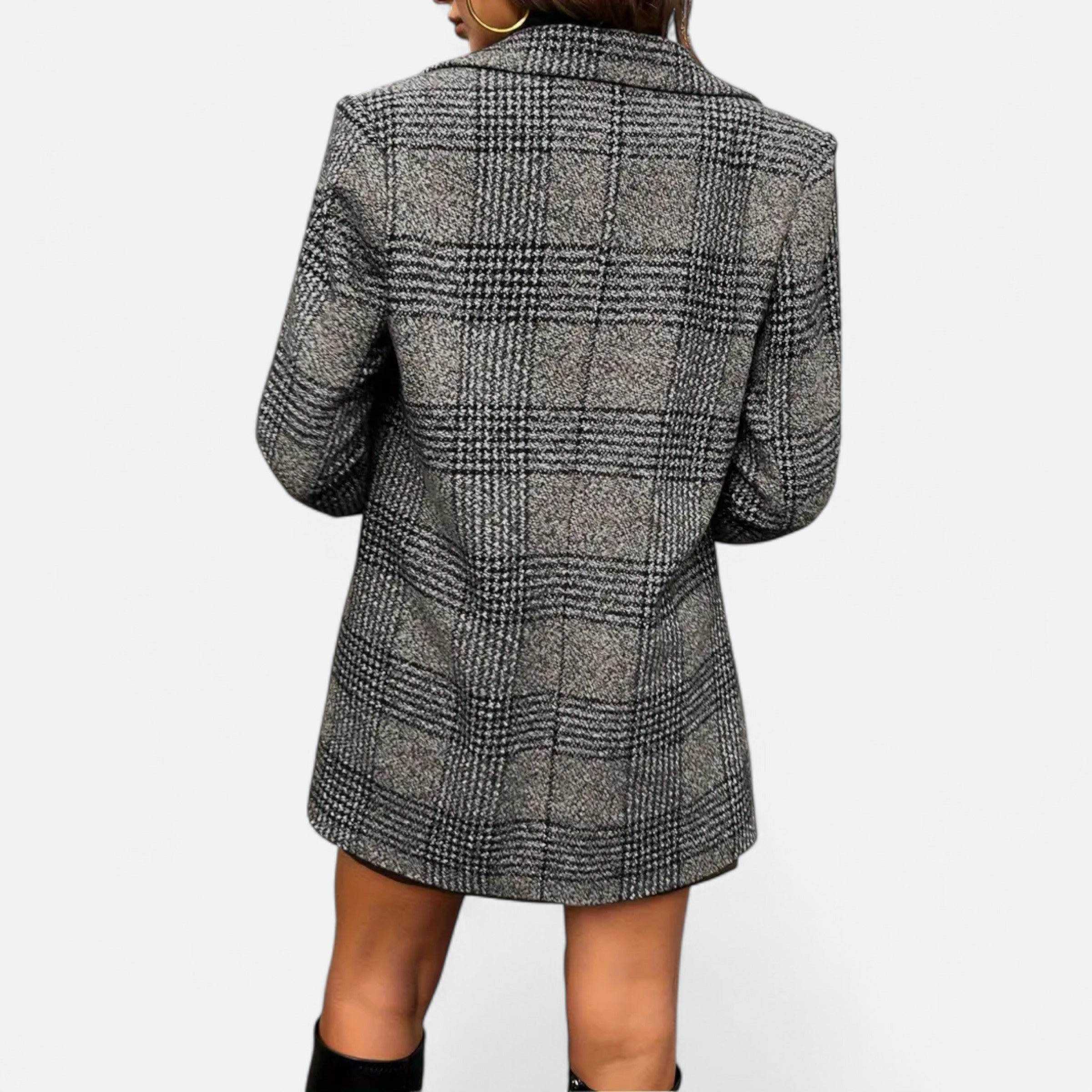 Davellia | Women’s Classic Coat – Houndstooth Timeless Sophistication