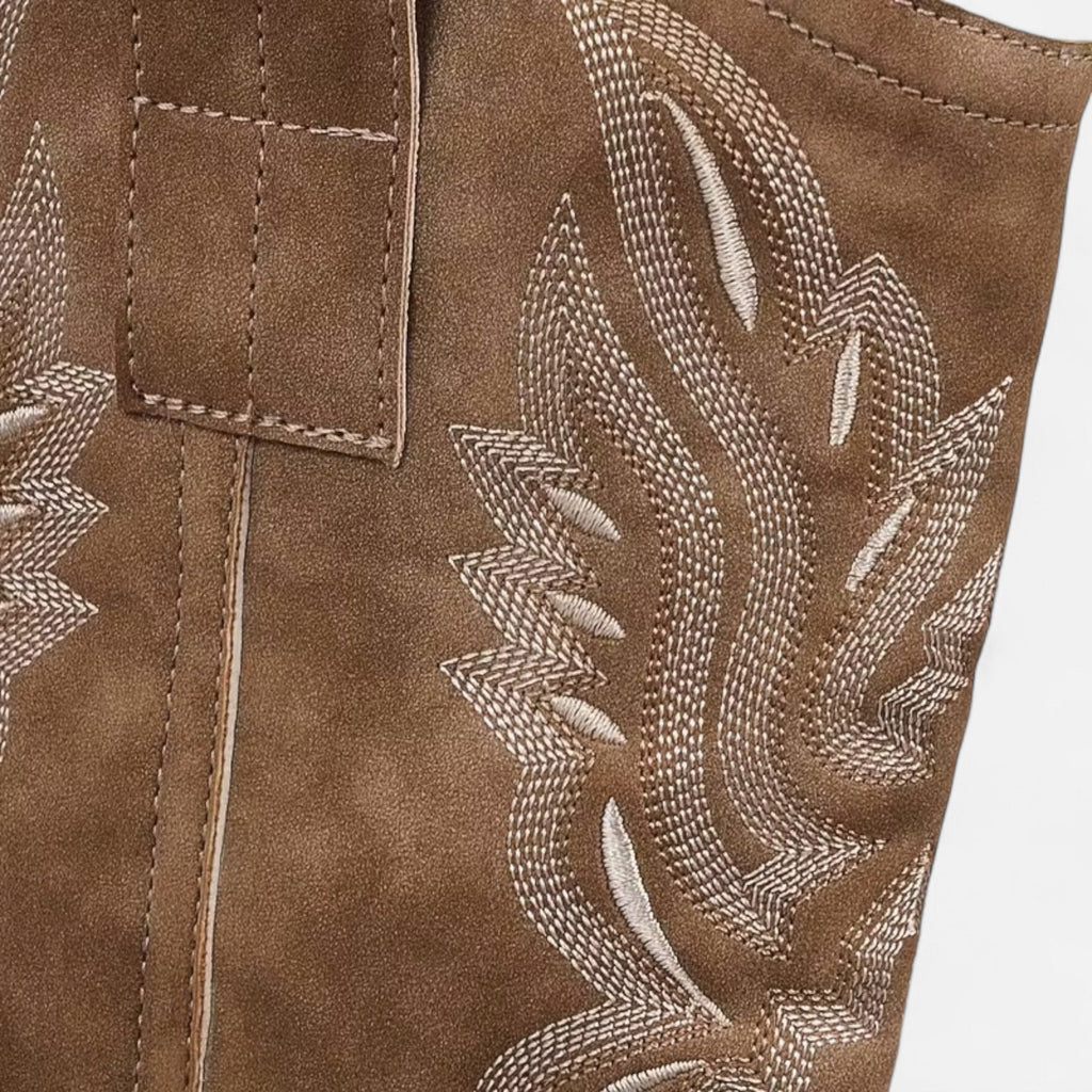 Davellia | Women’s Suede Cowboy Boots – Vintage Chunky Heel