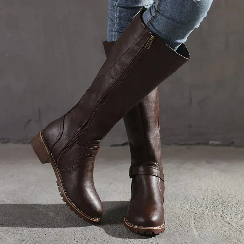 Davellia | Women’s Stylish Buckled Knee Boots
