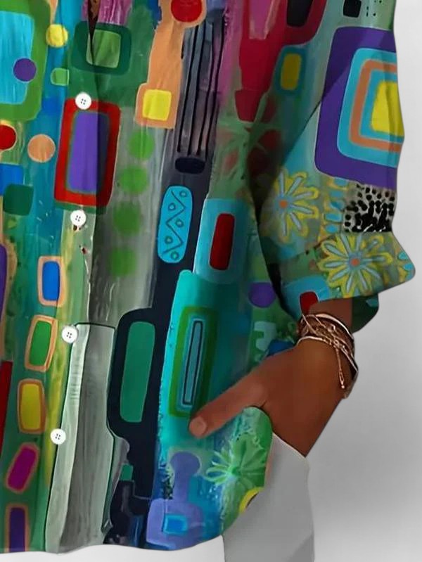 Davellia | Elegant Geometric Pattern Blouse