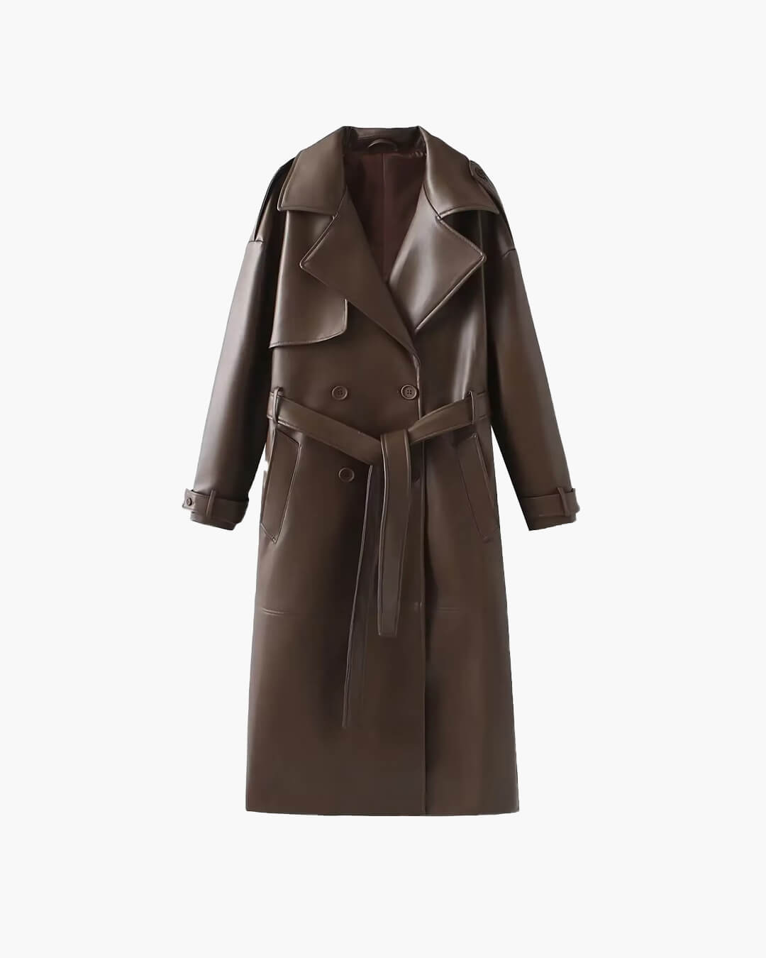 Davellia | Women’s Spring Leather Maxi Trench Coat