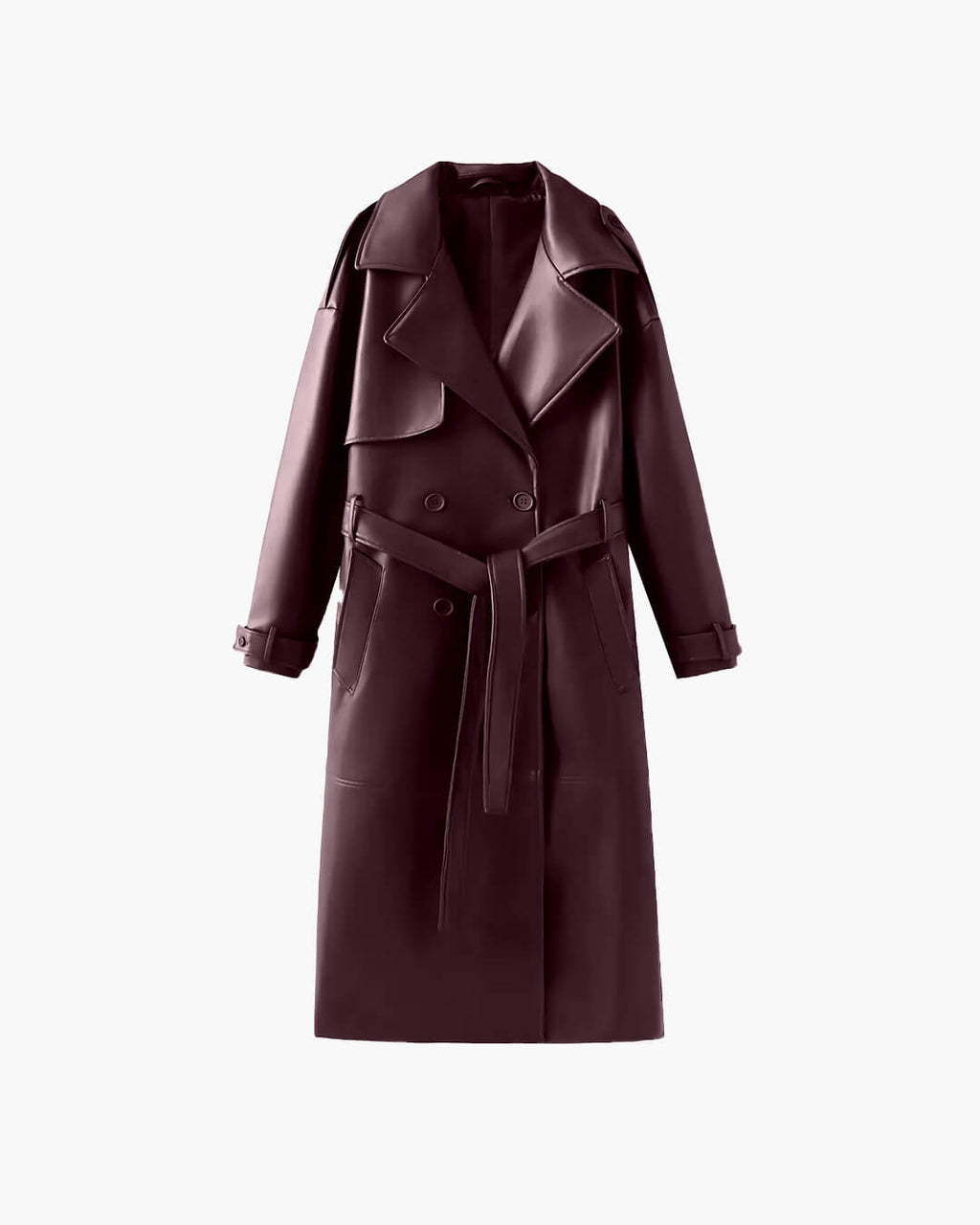 Davellia | Women’s Spring Leather Maxi Trench Coat