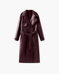 Davellia | Women’s Spring Leather Maxi Trench Coat