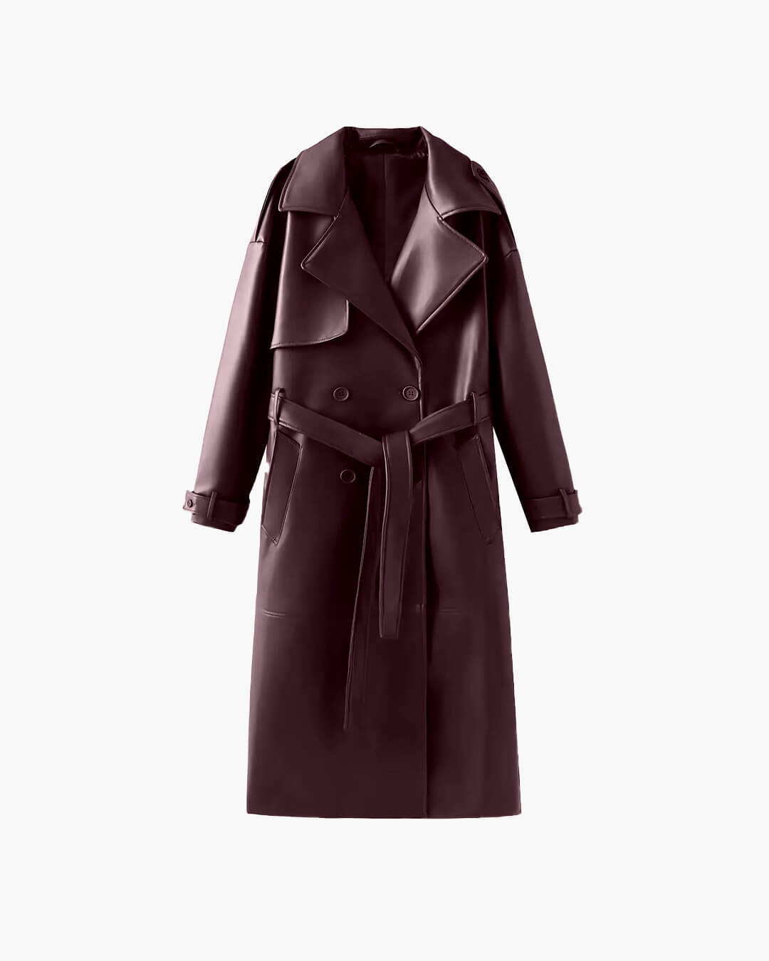 Davellia | Women’s Spring Leather Maxi Trench Coat