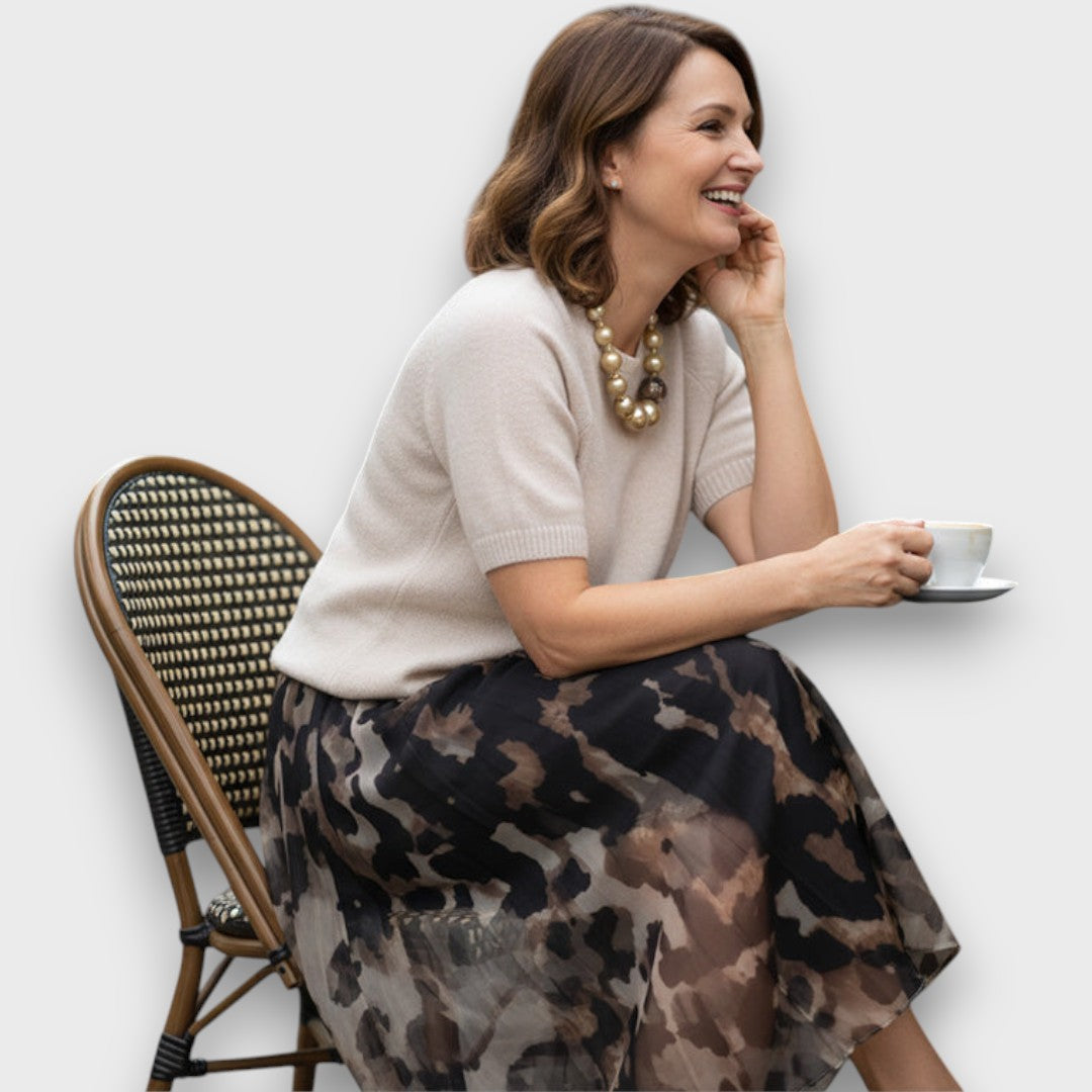 Davellia | Sweater & Skirt Set With  Leopard Print