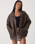 Davellia | Women’s Oversized Leather Bomber Jacket