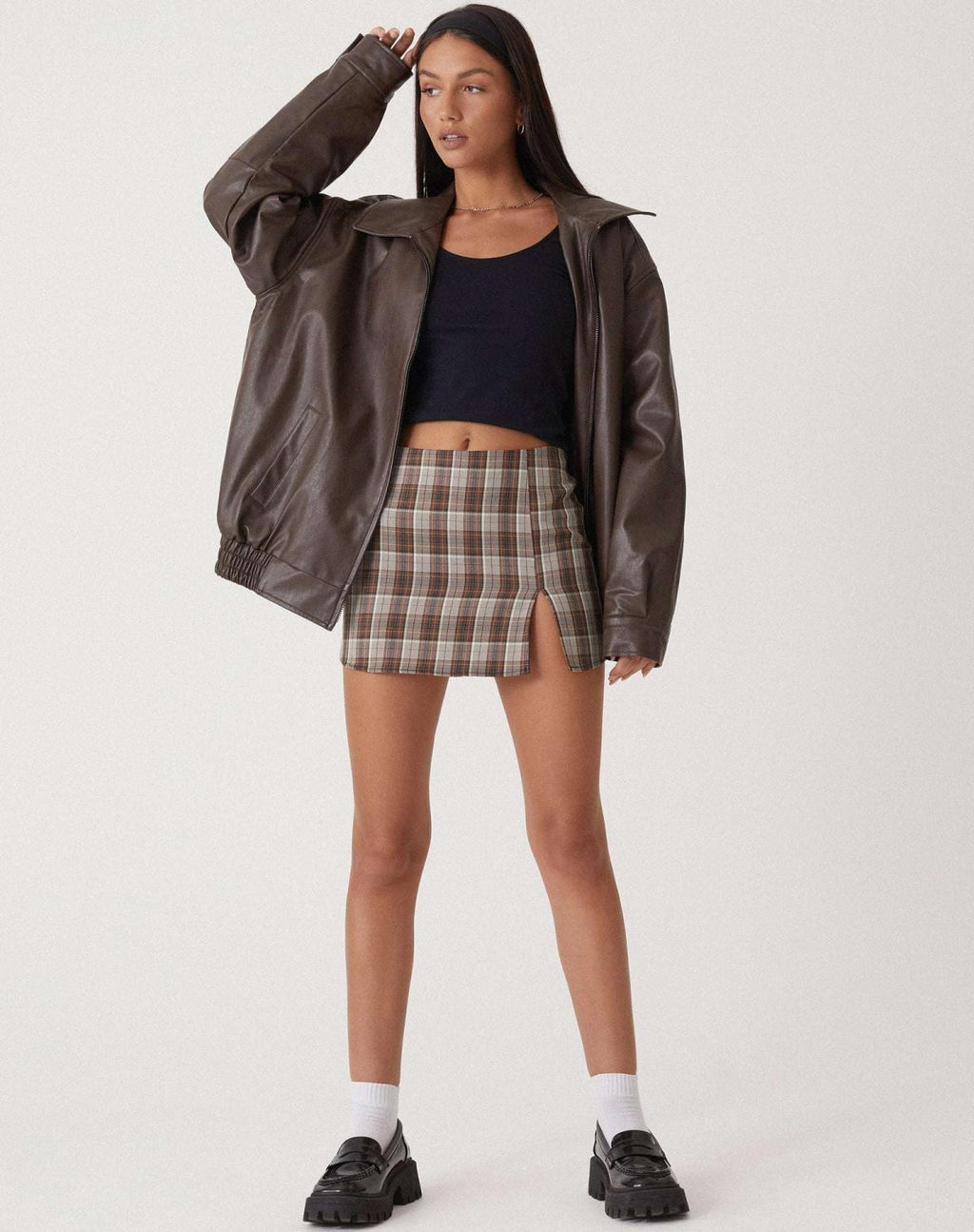 Davellia | Women’s Oversized Leather Bomber Jacket