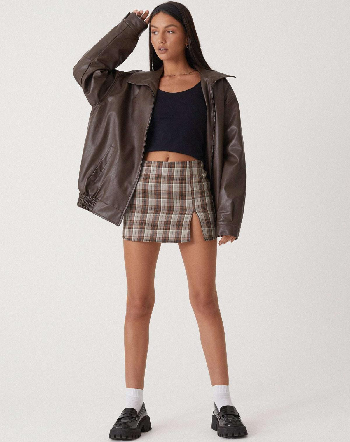 Davellia | Women’s Oversized Leather Bomber Jacket
