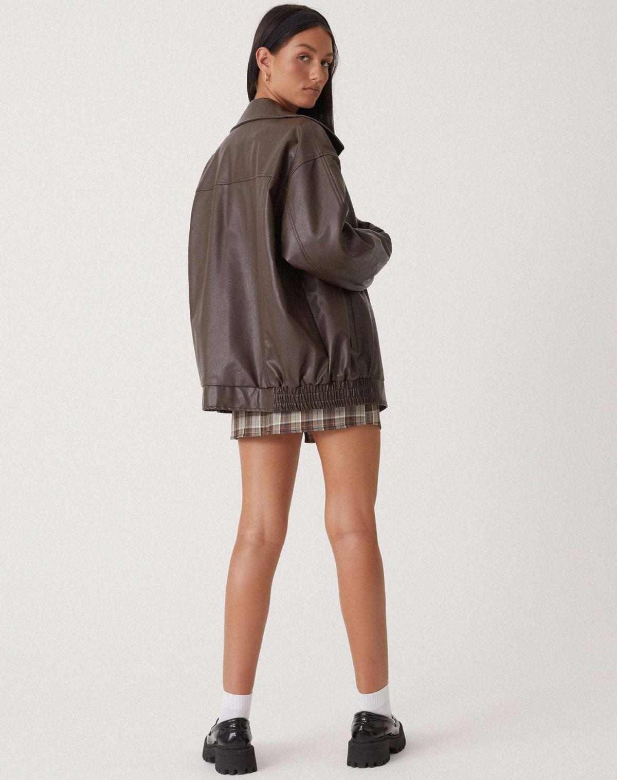 Davellia | Women’s Oversized Leather Bomber Jacket
